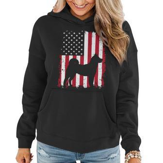 Dog Akita Usa Flag Patriotic 4Th Of July 422 Paws Women Hoodie - Monsterry