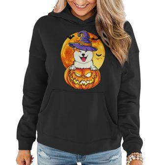 Dog Akita Witch Pumpkin Halloween Dog Lover Funny Women Hoodie - Monsterry DE