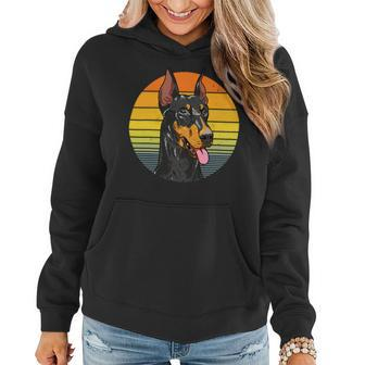Dog Doberman Friendly Face Doberman Pinscher Retro Vintage Sunset Women Hoodie - Monsterry CA
