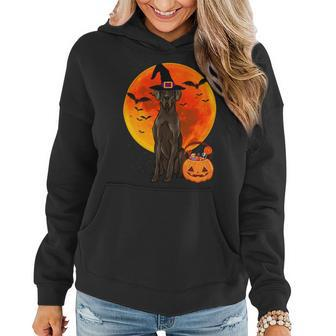Dog Halloween Black Great Dane Jack O Lantern Pumpkin Women Hoodie - Monsterry DE