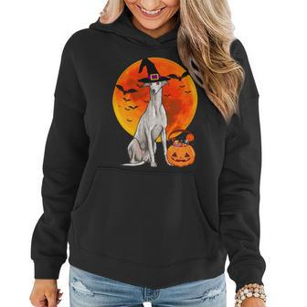 Dog Halloween Greyhound Jack O Lantern Pumpkin Women Hoodie - Monsterry