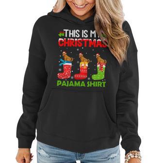 Dog In Xmas Socks This Is My Golden Retriever Dog Xmas Pjs Women Hoodie - Monsterry UK