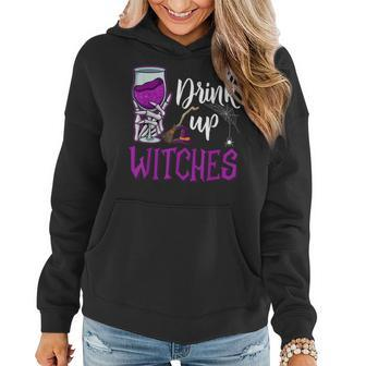 Drink Up Witches Wine Lover Drinking Halloween Costume Women Hoodie - Seseable