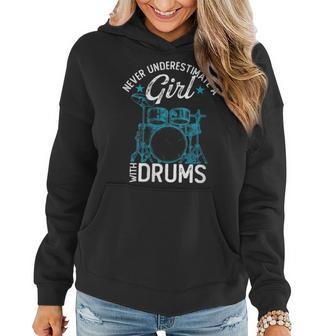 Drummer Women Never Underestimate A Girl With Drums Gift For Womens Women Hoodie - Seseable