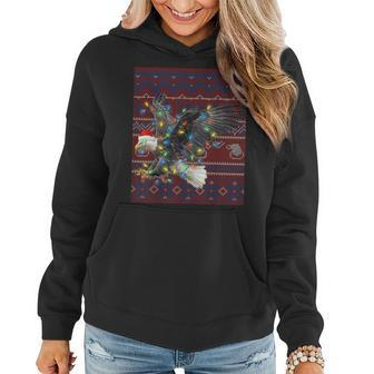 Eagle Christmas Lights Ugly Sweater Goat Lover Women Hoodie - Seseable