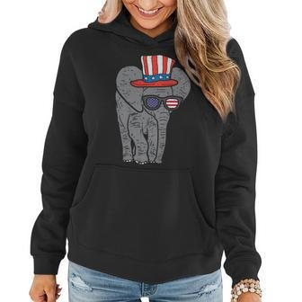 Elephant American Flag Usa 4Th Of July Fourth Patriot Animal Women Hoodie - Monsterry