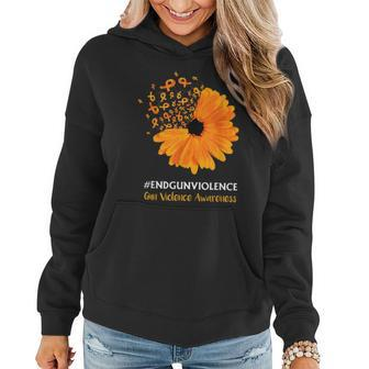 End Gun Violence Awareness Orange Ribbon Sunflower Women Hoodie | Mazezy