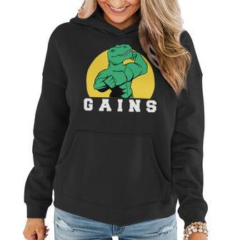 Exercise Motivation Trex Gains Gym Funny Dinosaur 2 Women Hoodie - Monsterry AU