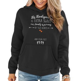 Expecting Mom Thanksgiving Twin Pregnancy Announcement Women Hoodie | Mazezy UK