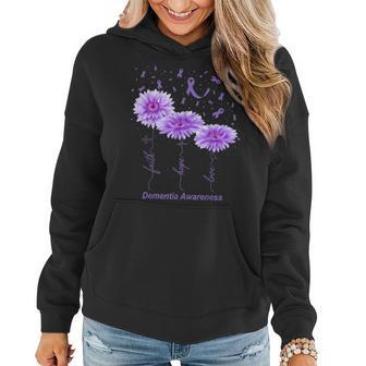 Faith Hope Love Purple Flower Ribbon Dementia Awareness Women Hoodie - Thegiftio UK