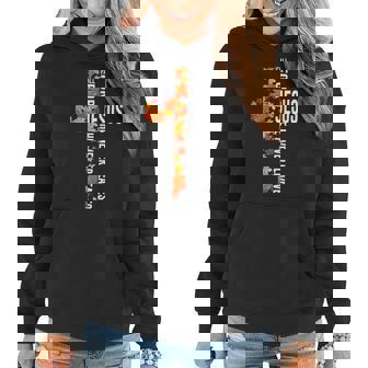 Fall For Jesus He Never Leaves Christian Faith Jesus Cross Women Hoodie - Monsterry