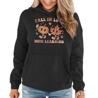 Fall In Love With Learning Fall Teacher Thanksgiving Retro Women Hoodie - Monsterry DE