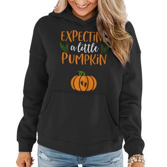 Fall Pregnancy Announcement Couple Halloween Baby Women Hoodie | Mazezy
