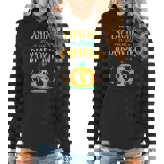 Fall Pregnancy Announcement Expecting A Little Pumpkin Women Hoodie | Mazezy