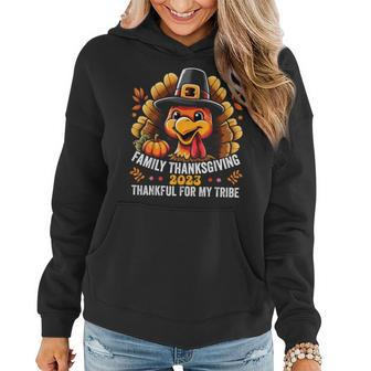 Family Thanksgiving 2023 Thankful For My Tribe Fall Autumn Women Hoodie | Mazezy