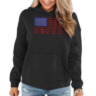 Fish American Flag Patriotic Fishing 4Th Of July Women Hoodie - Monsterry