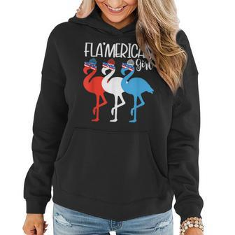 Flamerican Girls Flamingos Usa 4Th Of July Independence Day Women Hoodie | Mazezy UK