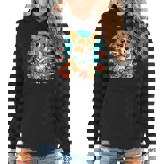 Floral Beach Vacation Corgi Dog Women Hoodie | Mazezy