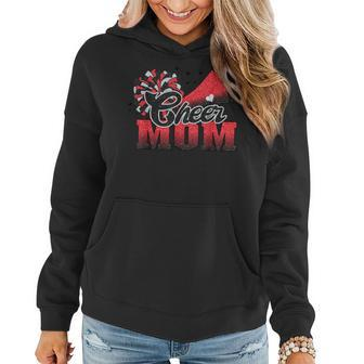 Football Cheer Mom Red Black Pom Leopard Women Hoodie - Seseable