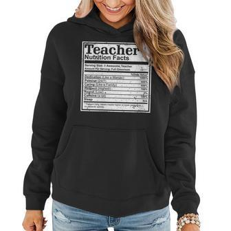 For Teachers Funny Nutrition Facts Teacher Awesome School Women Hoodie | Mazezy
