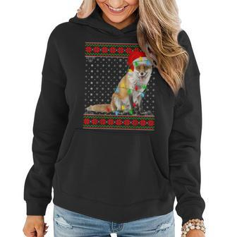 Fox Lights Xmas Ugly Sweater Santa Fox Christmas Women Hoodie - Seseable