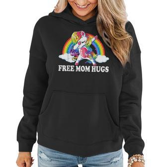 Free Mom Hugs Dabbing Unicorn Rainbow Lgbt Gay Lesbian Pride Women Hoodie - Seseable
