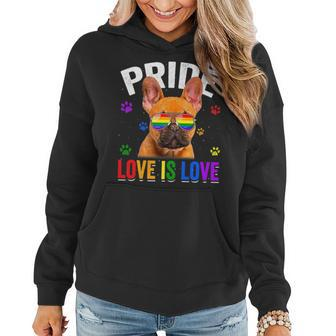 French Bulldog Gay Pride Lgbt Rainbow Flag Dog Lover Women Hoodie | Mazezy