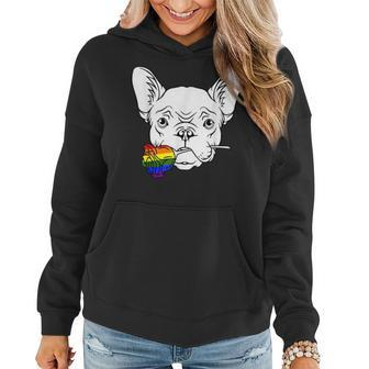 French Bulldog Gay Pride Rose Lgbt-Q Rainbow Frenchie Dog Women Hoodie | Mazezy DE
