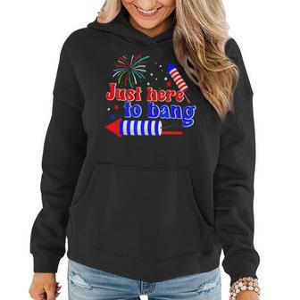 Funny 4Th Of July Fireworks Just Here To Bang American Flag Women Hoodie - Monsterry UK