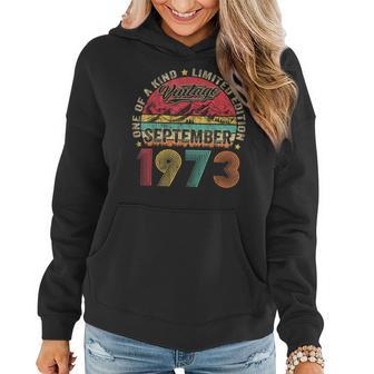 50 Year Old September 1973 Vintage Retro 50Th Birthday Women Hoodie - Seseable