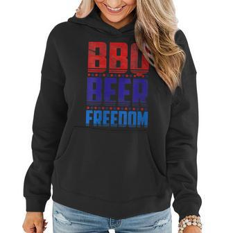 Funny American Flag Usa Bbq Beer Freedom Grill Party Summer Beer Funny Gifts Women Hoodie | Mazezy