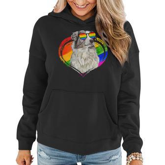 Funny Australian Shepherd Dog Rainbow Heart Gay Pride Lgbt Women Hoodie | Mazezy
