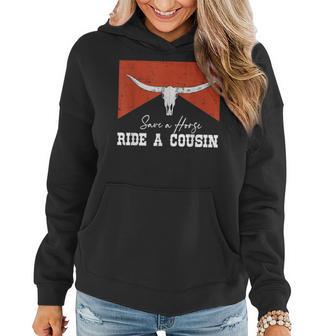 Bull Western Save A Horse Ride A Cousin Women Hoodie - Thegiftio UK