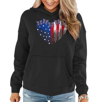 Funny Butterfly Heart With Usa Flag Patriotic 4Th Of July Women Hoodie | Mazezy