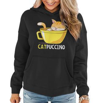 Funny Cat Catpuccino Cappuccino Coffee Cute Kitten Design Gift For Women Women Hoodie - Thegiftio UK