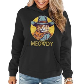 Funny Cat Cowboy Cowgirl Meow Howdy Meowdy Women Hoodie - Seseable