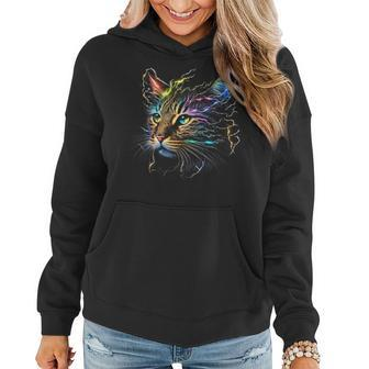 Chinese Li Hua Lover Colorful Graphic Cat Dad Mom Women Hoodie | Mazezy