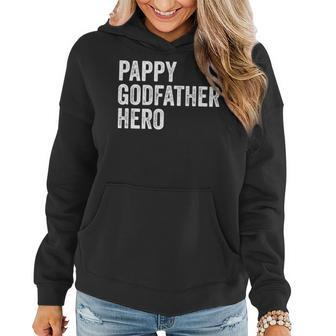 Funny Distressed Pappy Godfather Hero Apparel Grandpa Dad Women Hoodie | Mazezy