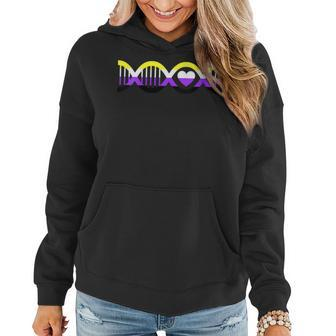 Funny Dna Heart Lgbt Month Lgbtq Nonbinary Pride Flag Women Hoodie | Mazezy