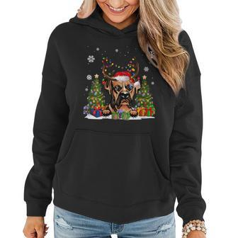 Dog Lover Cute Boxer Santa Hat Ugly Christmas Sweater Women Hoodie - Monsterry CA