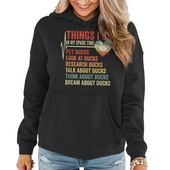 Funny Duck Lovers Heartbeat Things I Do In My Spare Time Women Hoodie | Mazezy