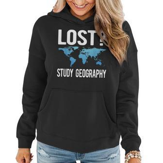 Geography Teacher Lost Study Geography Women Hoodie | Mazezy AU