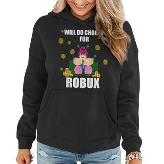 Funny Girl Pc Video Gamer Chores For Robux Noob & Oof Design Women Hoodie | Mazezy CA