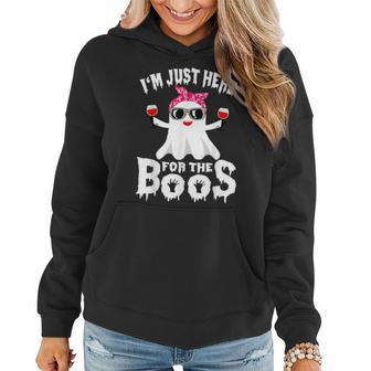Halloween I'm Just Here For The Boos Ghost Wine Women Hoodie - Thegiftio UK
