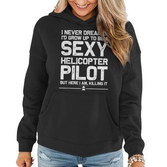 Funny Helicopter Gift Men Women Cool Sexy Helicopter Pilot Women Hoodie | Mazezy UK