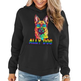 Funny Lgbt Ally Dog Rainbow Women Hoodie | Mazezy CA