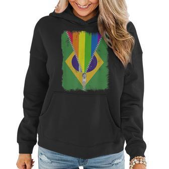 Funny Lgbt Gay Pride Rainbow Brazil Flag Brazilian Women Hoodie | Mazezy AU