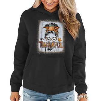 Funny Messy Bun One Thankful Mama Fall Autumn Thanksgiving Gifts For Mama Funny Gifts Women Hoodie | Mazezy AU