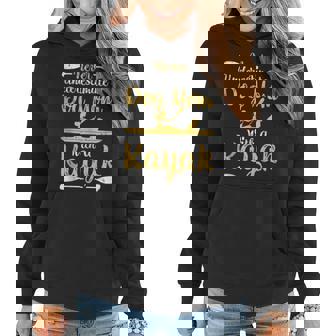 Funny Never Underestimate A Dog Mom With A Kayak Women Hoodie - Seseable