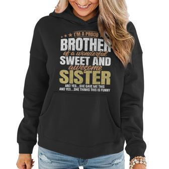 Proud Brother From Awesome Sister Christmas Xmas Famil Women Hoodie - Thegiftio UK